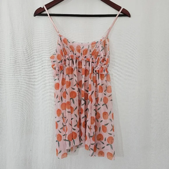 Anthropologie X Hanky Panky Citrus Crush Chemise in Pink & Orange Fruit Print - Picture 4 of 5